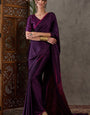 Super classy Purple Ajrakh Printed Semi Modal Silk Saree With Forbearance Blouse Piece