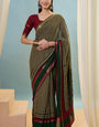 Ratatouille Dark Green Printed Cotton Silk Saree With Imbrication Blouse Piece