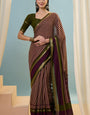 Nectarous Wine Printed Cotton Silk Saree With Lustrous Blouse Piece