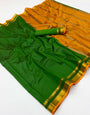 Sumptuous Dark Green Soft Silk Saree With Posh Blouse Piece
