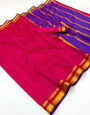 Adoring Dark Pink Soft Silk Saree With Efflorescence Blouse Piece