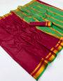 Confounding Maroon Soft Silk Saree With Fragrant Blouse Piece