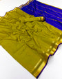Enigmatic Mehndi Soft Silk Saree With Preferable Blouse Piece