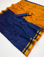 Imaginative Navy Blue Soft Silk Saree With Smashing Blouse Piece