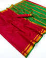 Exemplary Red Soft Silk Saree With Demanding Blouse Piece