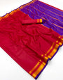Classy Red Soft Silk Saree With Charismatic Blouse Piece
