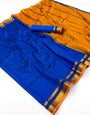 Flameboyant Royal Blue Soft Silk Saree With Elegant Blouse Piece