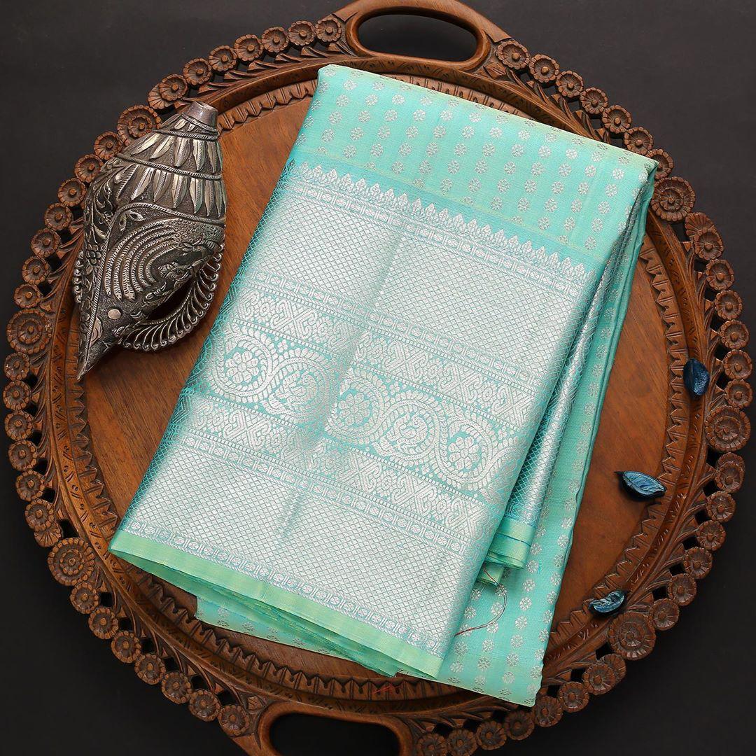 Winsome Firozi Soft Silk Saree With Dalliance Blouse Piece