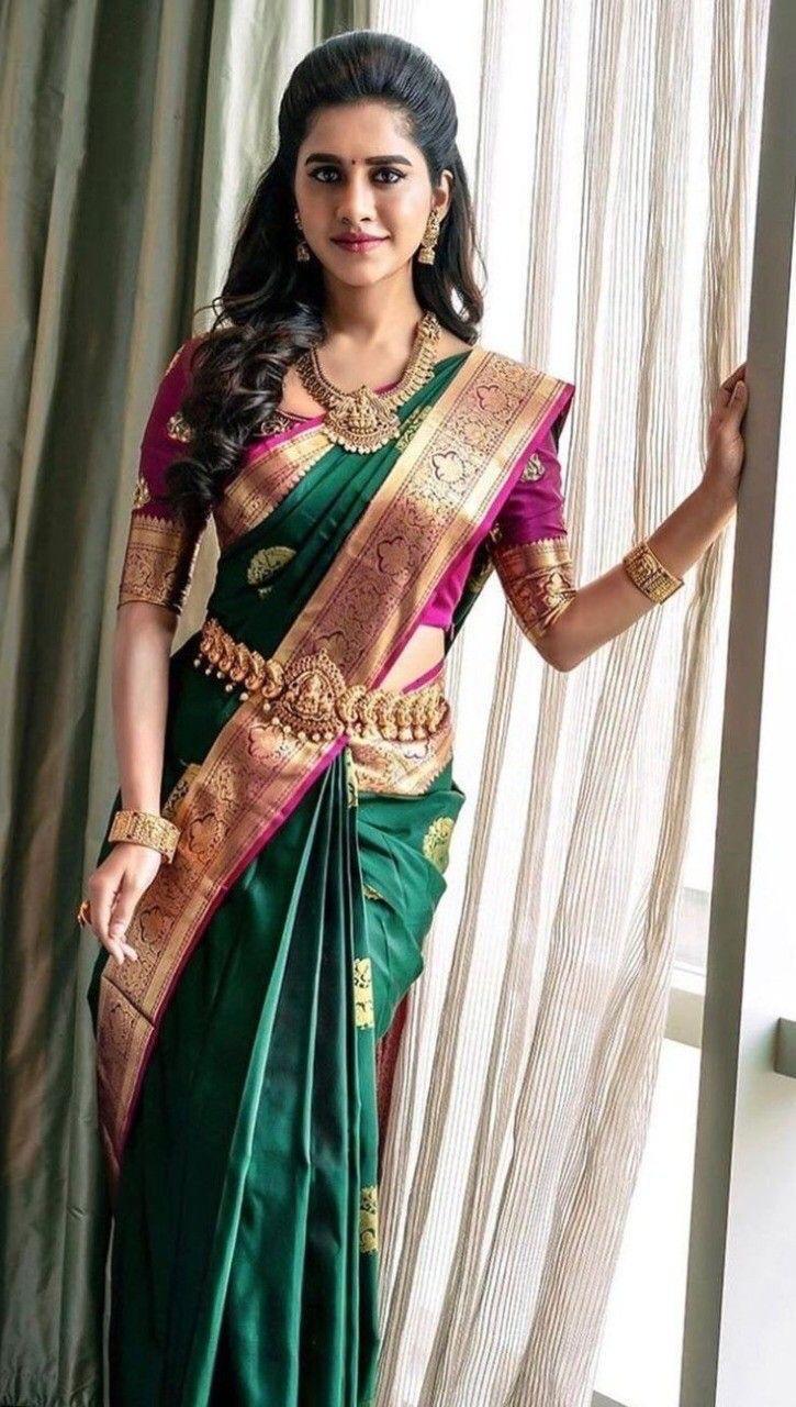 Grandiose  Green Soft Silk Saree With Excellent Blouse Piece