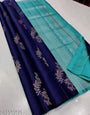 Rhapsodic Blue Soft Silk Saree With Demure Blouse Piece