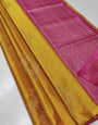 Enamoring Mustard Soft Silk Saree With Wonderful Blouse Piece