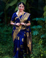 Precious Blue Soft Banarasi Silk Saree With Splendorous Blouse Piece