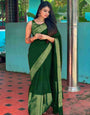 Assemblage Green Soft Silk Saree With Fairytale Blouse Piece