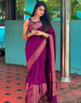 Ailurophile Purple Soft Silk Saree With Gratifying Blouse Piece