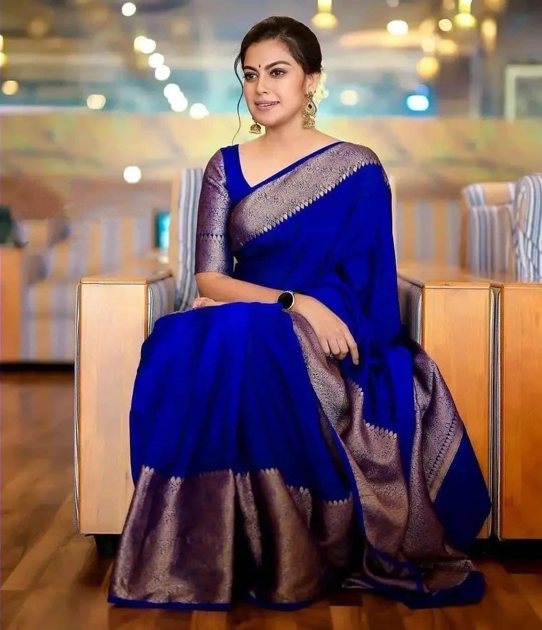 Brood Royal Blue Soft Silk Saree With Bucolic Blouse Piece