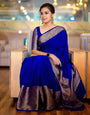 Brood Royal Blue Soft Silk Saree With Bucolic Blouse Piece