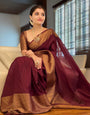 Marvellous Wine Soft Silk Saree With Wonderful Blouse Piece