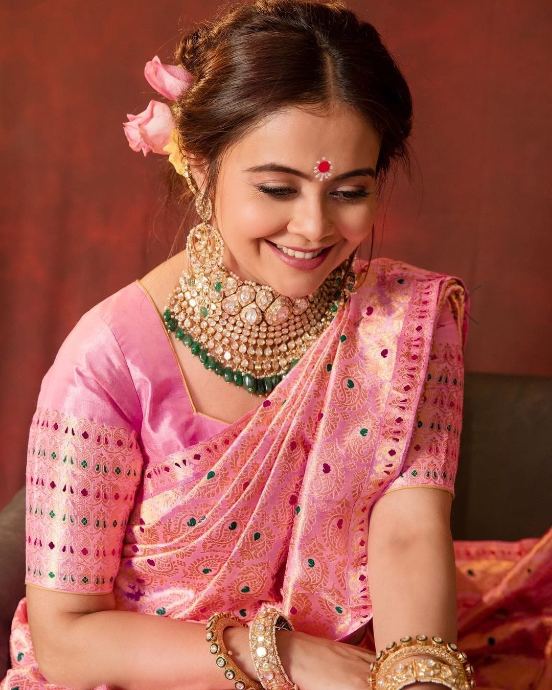 Sizzling Pink Soft Silk Saree With Flaunt Blouse Piece