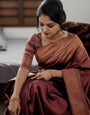 Staring Maroon Soft Silk Saree With Demure Blouse Piece