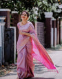 Charming Pink Soft Silk Saree With Petrichor Blouse Piece