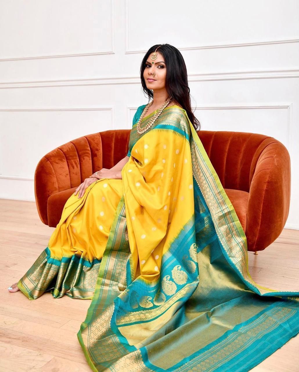 Ravishing Yellow Soft Banarasi Silk Saree With Charming Blouse Piece