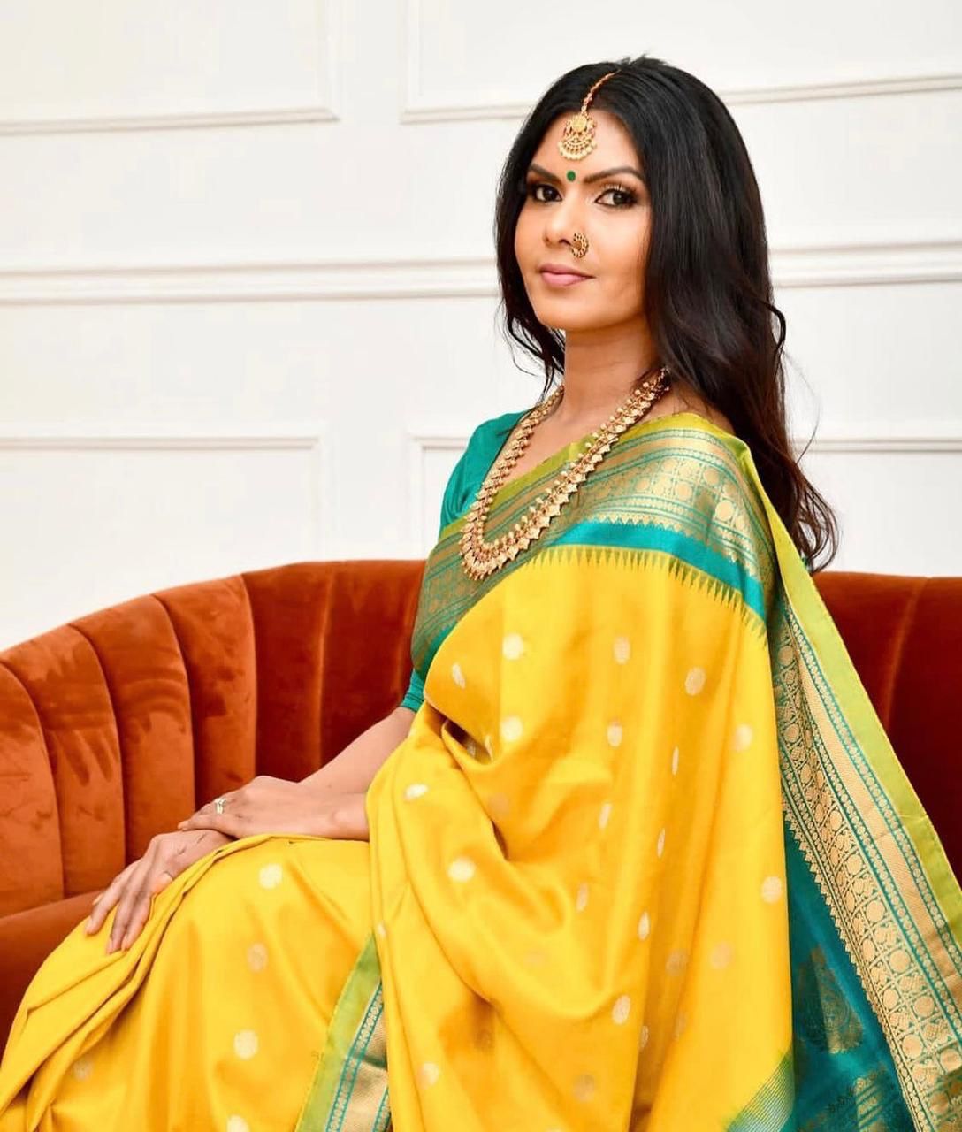 Ravishing Yellow Soft Banarasi Silk Saree With Charming Blouse Piece