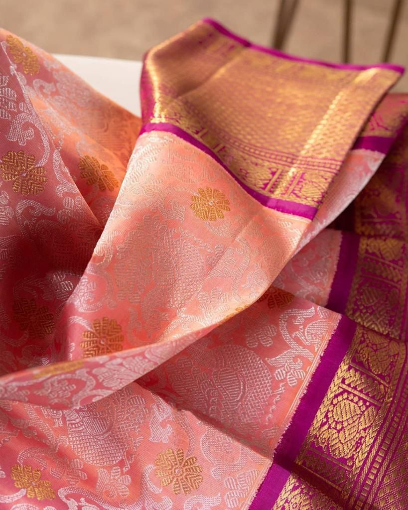 Opulent Pink Soft Banarasi Silk Saree With Improbable Blouse Piece