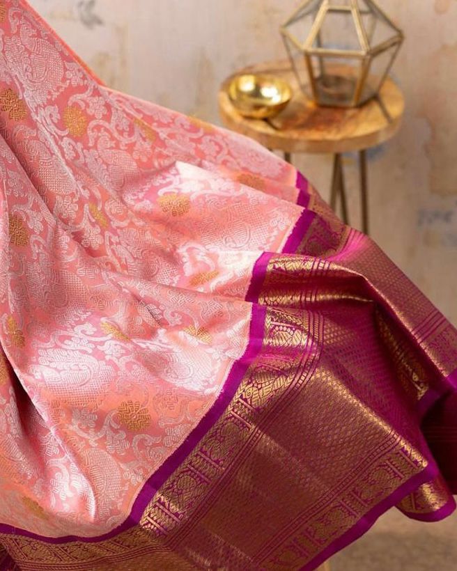 Opulent Pink Soft Banarasi Silk Saree With Improbable Blouse Piece