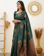 Radiant Dark Green Soft Silk Saree With Enchanting Blouse Piece