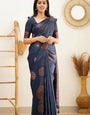 Panache Navy Blue Soft Silk Saree With Engaging Blouse Piece