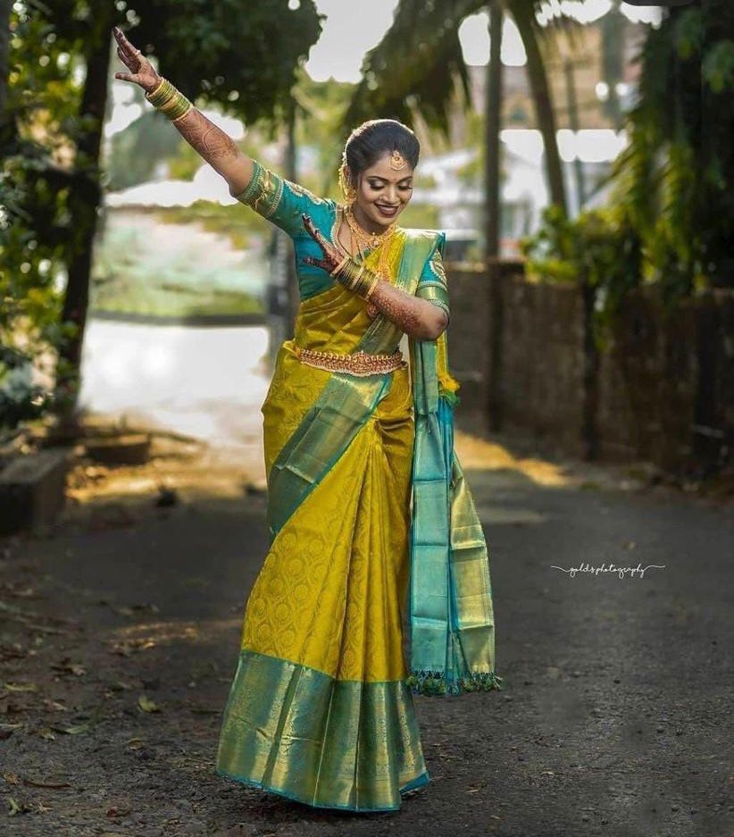 Incredible Yellow Soft Silk Saree With Energetic Blouse Piece