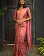 Adorable Pink Soft Silk Saree With Snazzy Blouse Piece