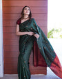 Beleaguer Dark Green Soft Silk Saree With Staggering Blouse Piece