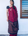 Ailurophile Wine Soft Silk Saree With Amiable Blouse Piece