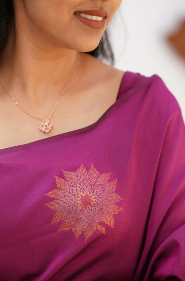 Beautiful Purple Soft Silk Saree With Unique Blouse Piece