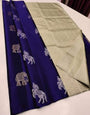 Vibrant Blue Soft Silk Saree With Gleaming Blouse Piece