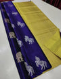 Quixotic Blue Soft Silk Saree With Flaunt Blouse Piece