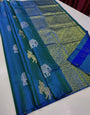 Aplomb Firozi Soft Silk Saree With Sizzling Blouse Piece