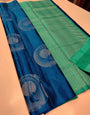 Enchanting Teal Blue Soft Silk Saree With Proficient Blouse Piece