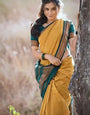 Flamboyant Mustard Soft Silk Saree With Admirable Blouse Piece