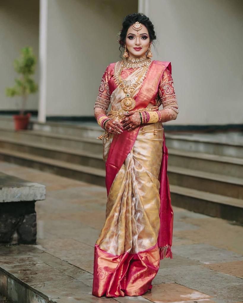 Majesty Beige Soft Silk Saree With Opulent Blouse Piece