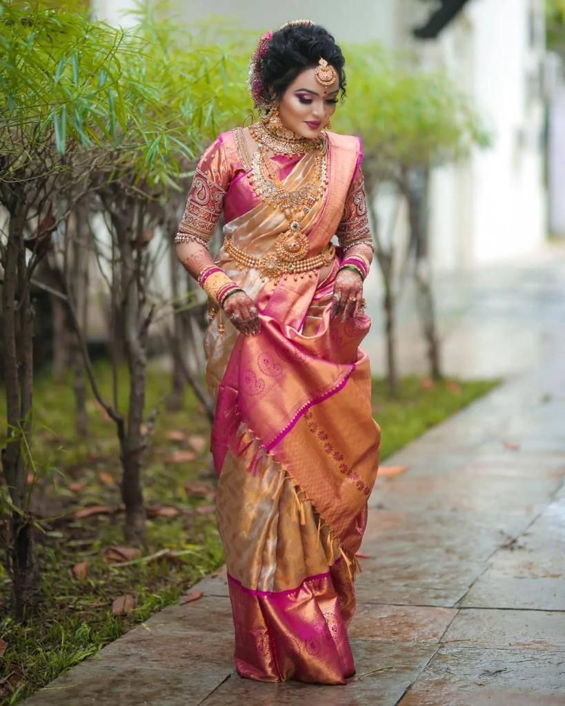 Majesty Beige Soft Silk Saree With Opulent Blouse Piece