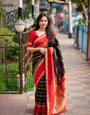 Exceptional Black Soft Silk Saree With Resonant Blouse Piece