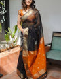 Eclipse Black Maheshawari Cotton Silk Saree