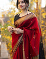 Rose Red Maheshawari Cotton Silk Saree