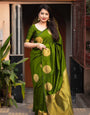 Palimpsest Green Soft Silk Saree With Sophisticated Blouse Piece