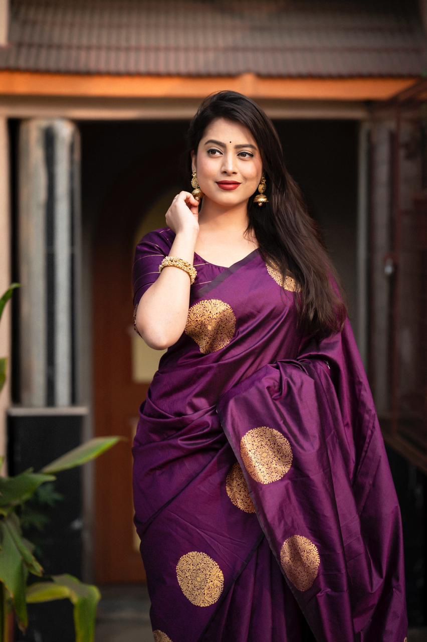 Petrichor Purple Soft Silk Saree With Comely Blouse Piece