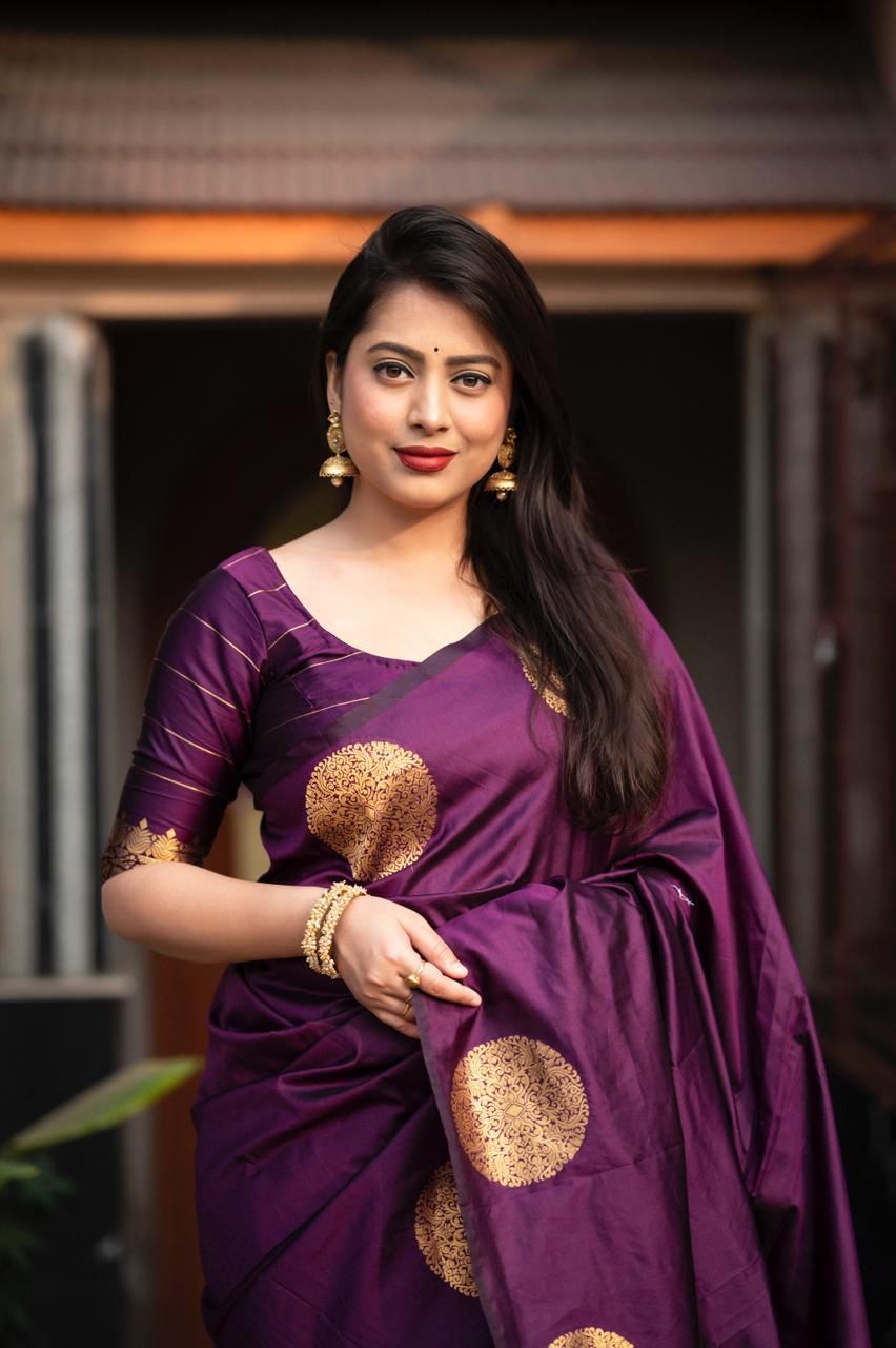 Petrichor Purple Soft Silk Saree With Comely Blouse Piece