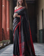 Matte Black Maheshawari Cotton Silk Saree