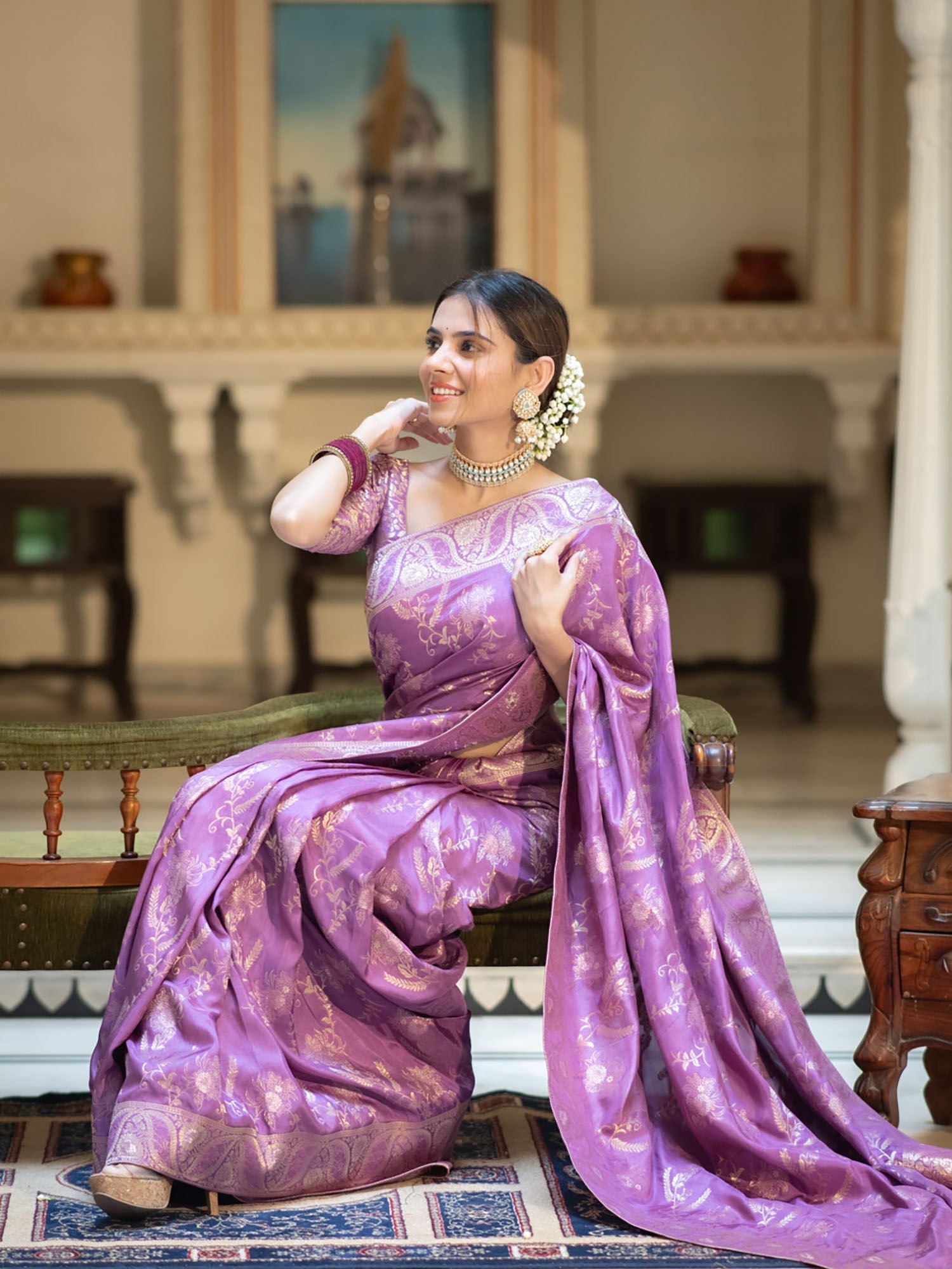 Quixotic Lavender Soft Silk Saree With Beautiful Blouse Piece